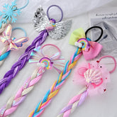 Cute Wigs Ponytail for Kids Girl Candy Color Cartoon Unicorn Butterfly Bow Ponytail Hair Ornament Rubber Bands Headwear Braid - NTKSTORE